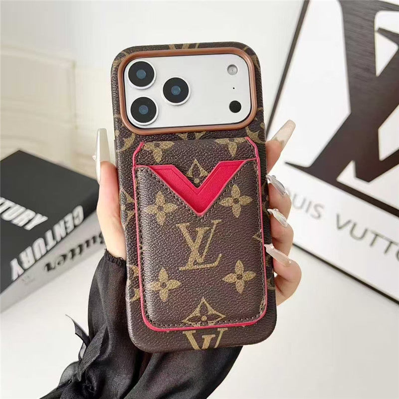 Lv Leather Card Holder Phone Case For iPhone 17 / 16 / 15 / 14/ 13s mysite