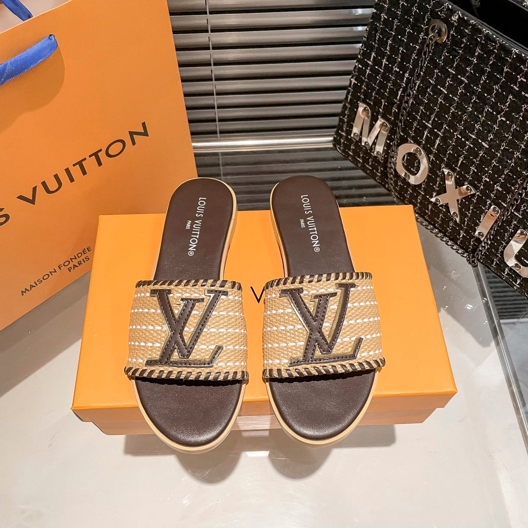 Woven Leather Flat Slippers-1 mysite