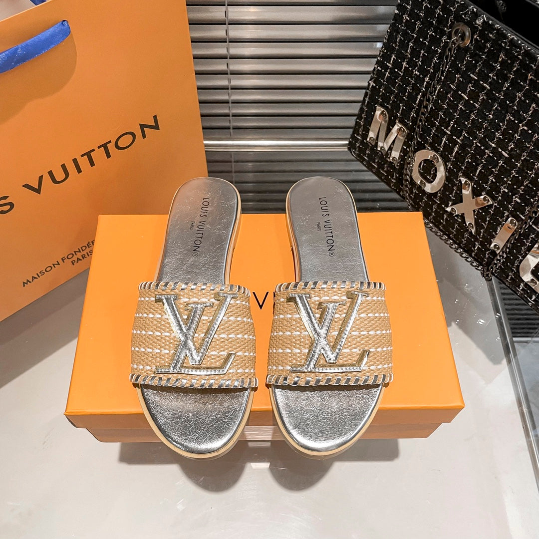 Woven Leather Flat Slippers-1 mysite