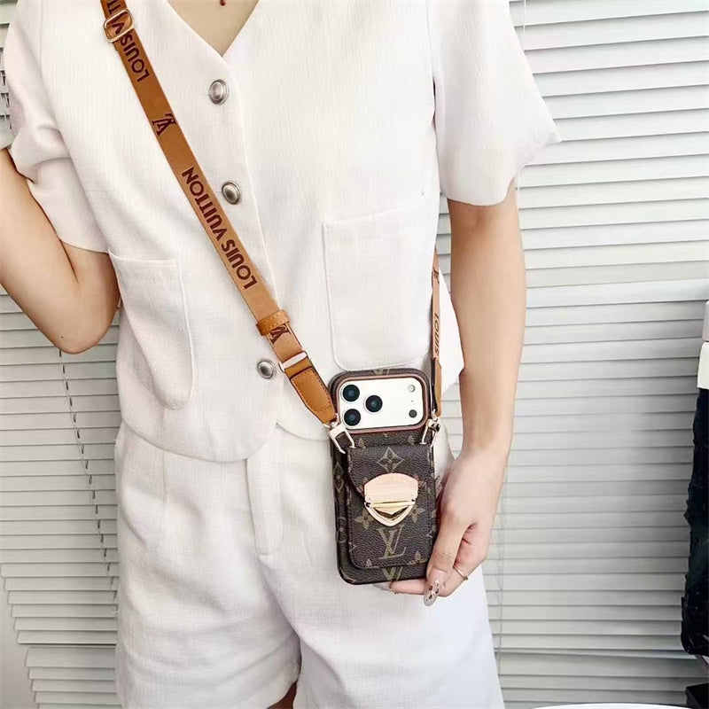 LV Luxury Phone Case with Strape For iPhone 17/ 16/ 15/ 14s mysite