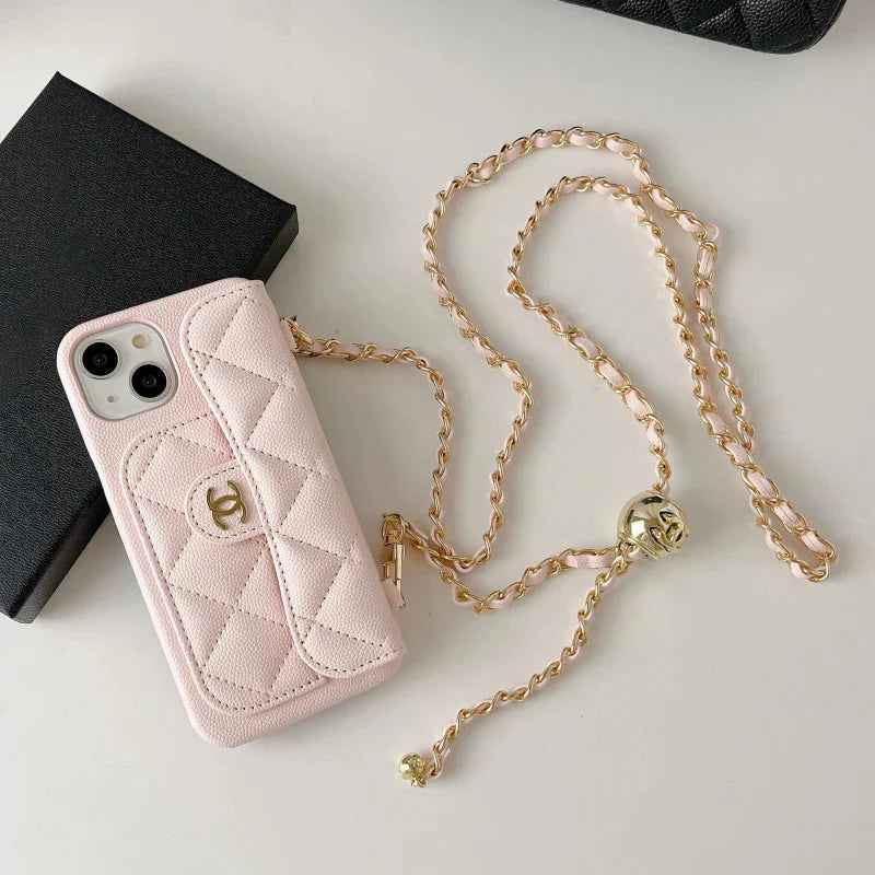 Chanel Genuine Leather Wallet Leather Crossbody Bag Phone Case For iPhone 17 / 16 / 15 / 14s mysite