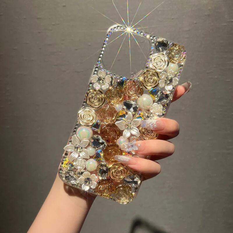 Luxury Rhinestone Diamond Rose iPhone Case mysite