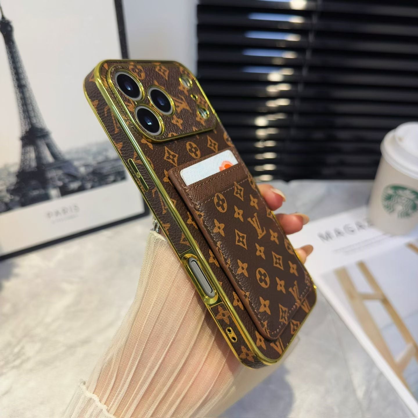Lv Luxury Phone Case With Card Holder For iPhone 17/ 16 / 15 / 14s mysite