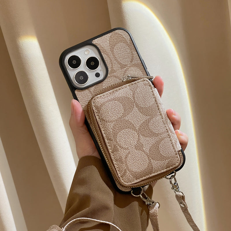 Coach iPhone Case With Wallet Coffee-LQB2414121 mysite