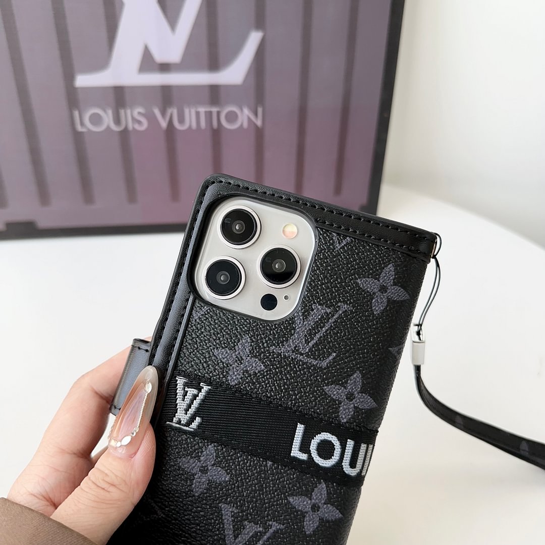 Premium Genuine Leather Monogram Canvas Wallet Card Holder iPhone Cases mysite