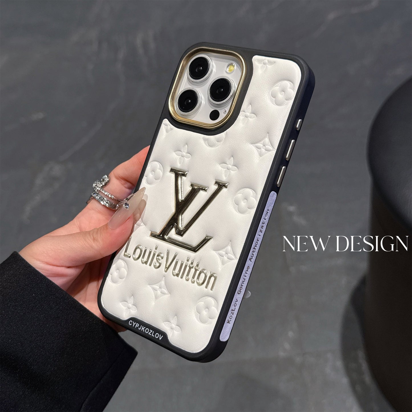 Finest Electroplated Classic Monogram Embossed Leather Apple iPhone Cases mysite
