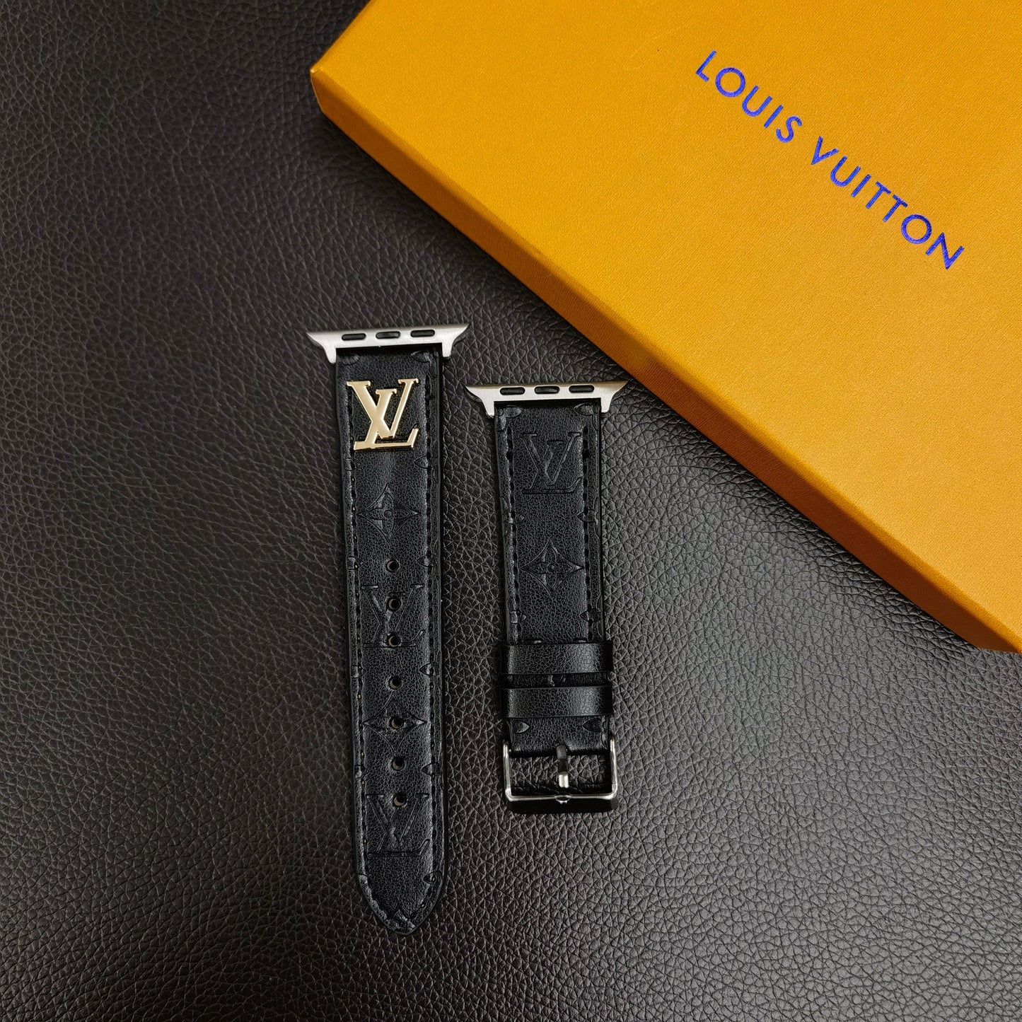 BAND METAL LOGO 3D EMBOSSED MONOGRAM LEATHER APPLE WATCHs-1 mysite