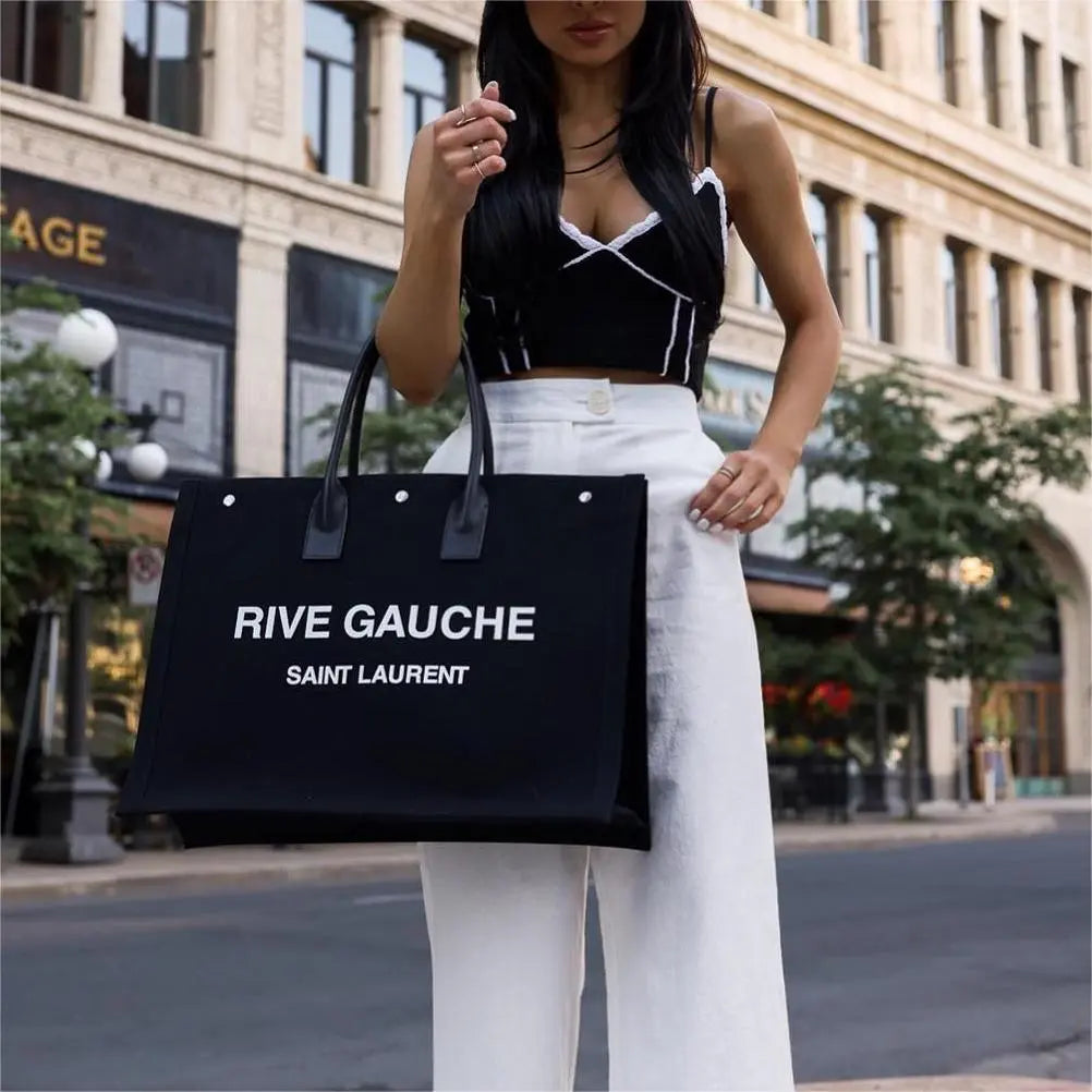 SAINT LAURENT Rive Gauche canvas tote mysite