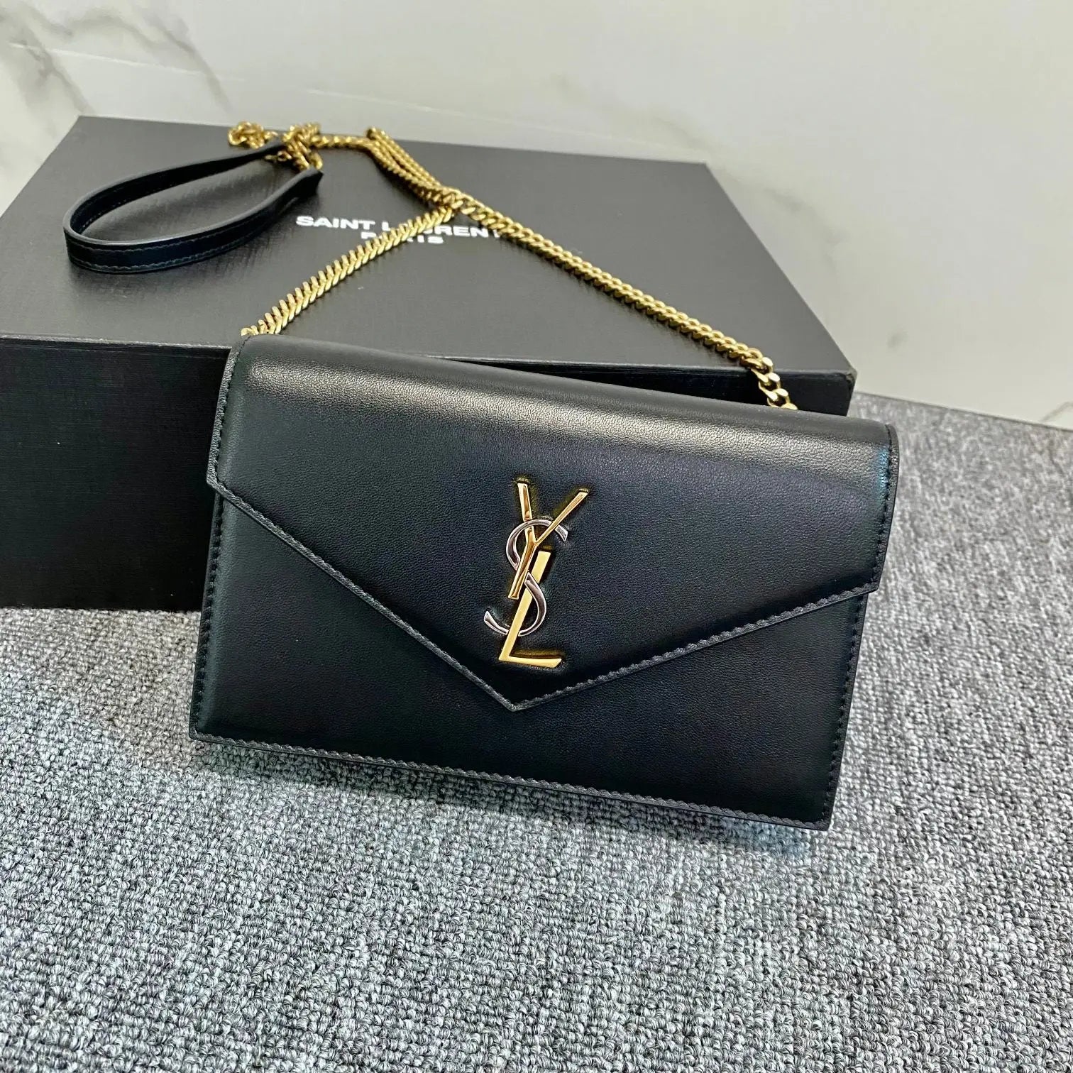 YSL Cassandra Shoulder Black Bag - 19x12.5x3.5cm mysite
