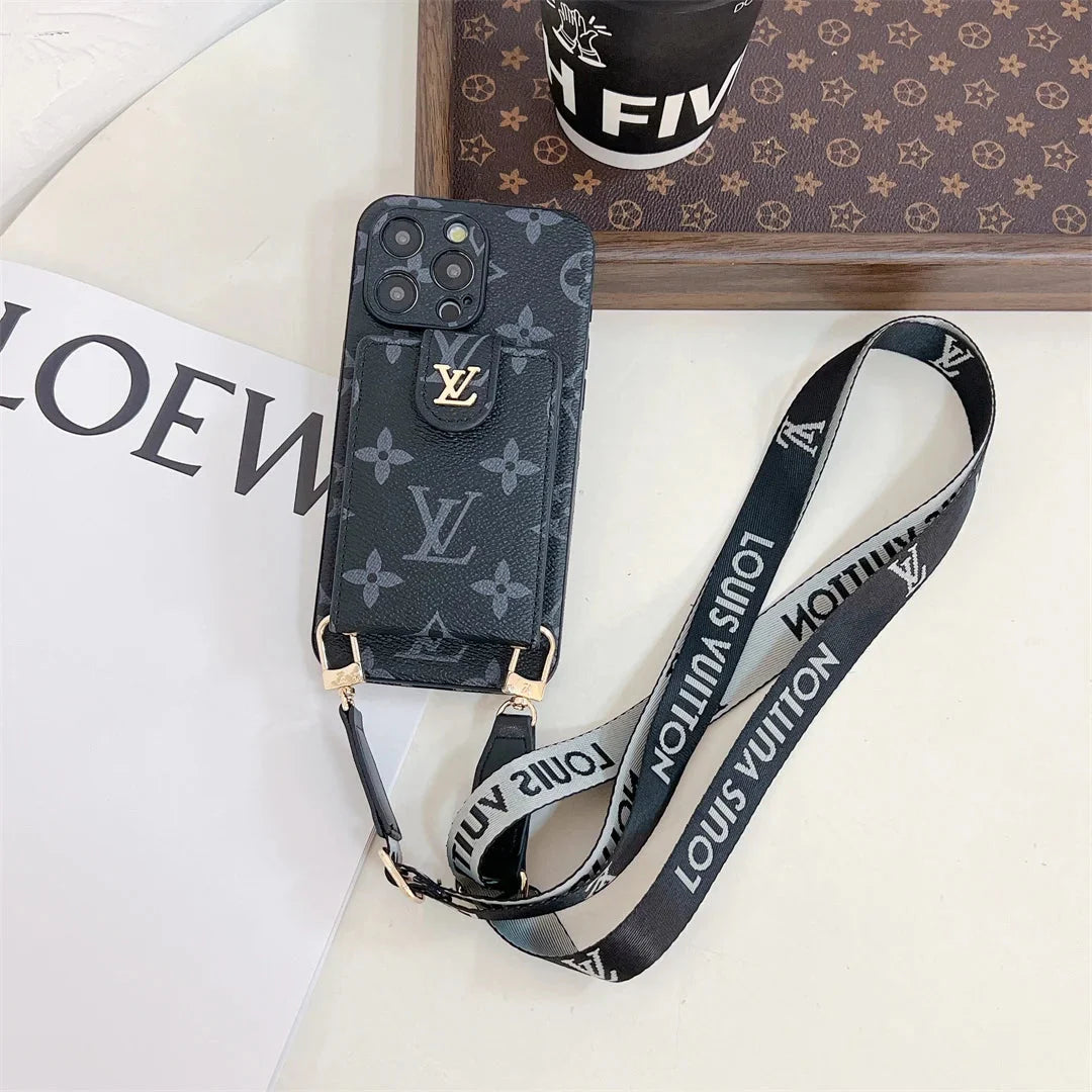 Monogram Canvas Leather Button Card Holder Crossbody iPhone Cases mysite