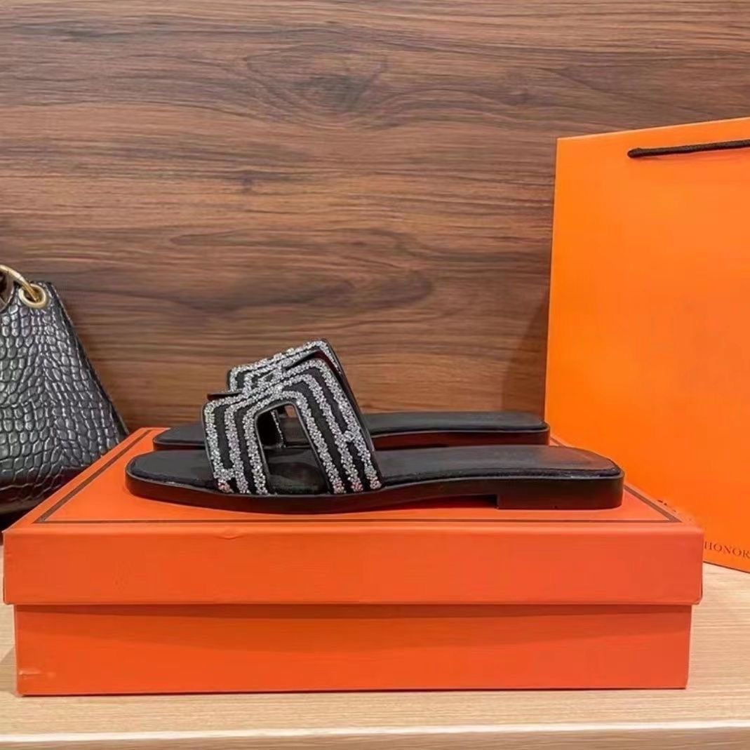 Clas-1s-1ic Diamond H Slippers-1 mysite