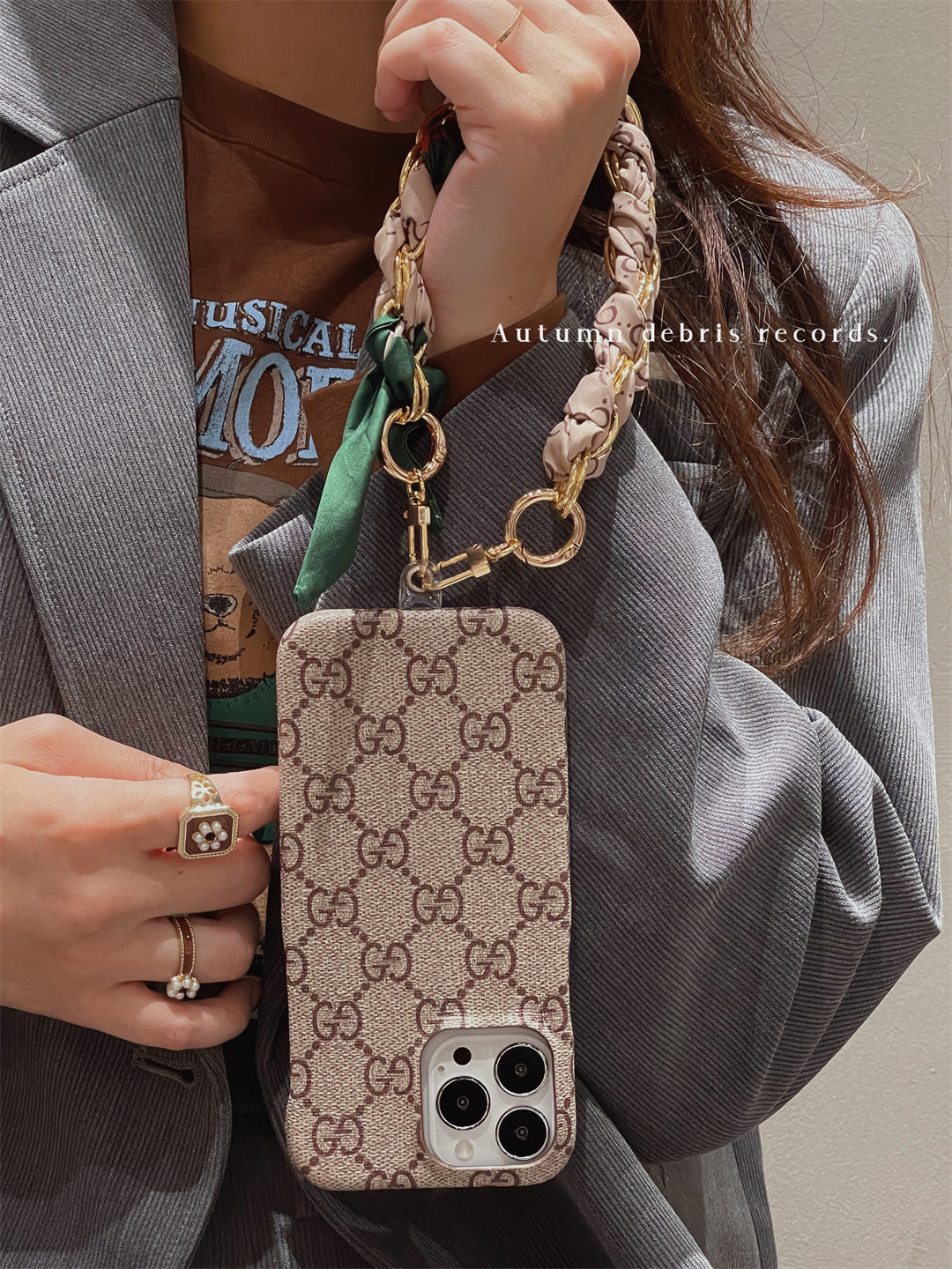LUXURY CANVAS APPLE IPHONE CASE DETACHABLE SILK SCARF WRISTBANDs mysite