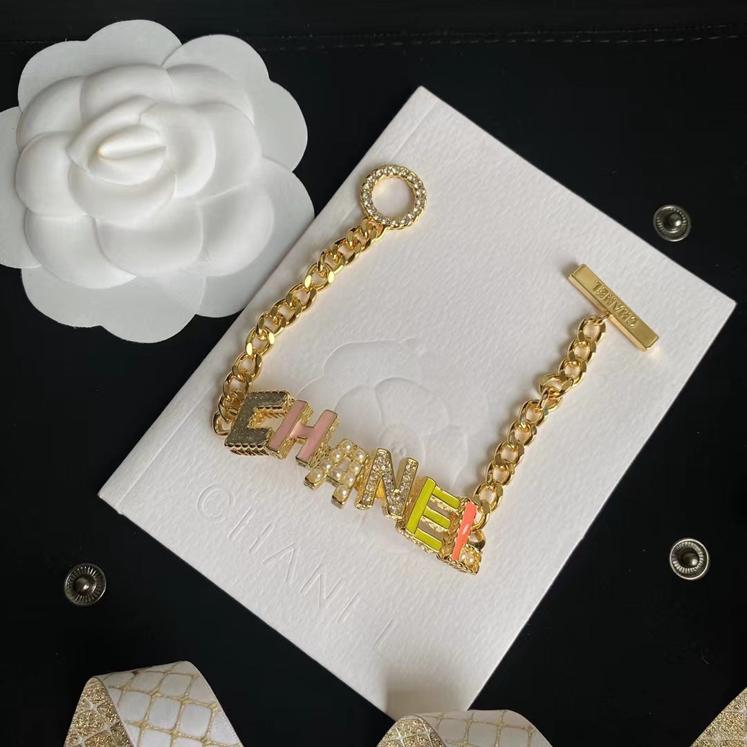 Fashion Colorful Crystal Letter Necklace and Bracelet-s mysite