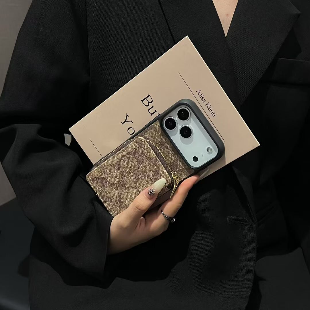 Luxury Leather Case Coach Card Holder For iPhone 17 / 16 / 15 / 14s mysite