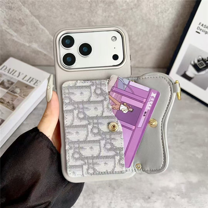 Dior Leather Phone Case With Card Holder For iPhone 17-12s mysite