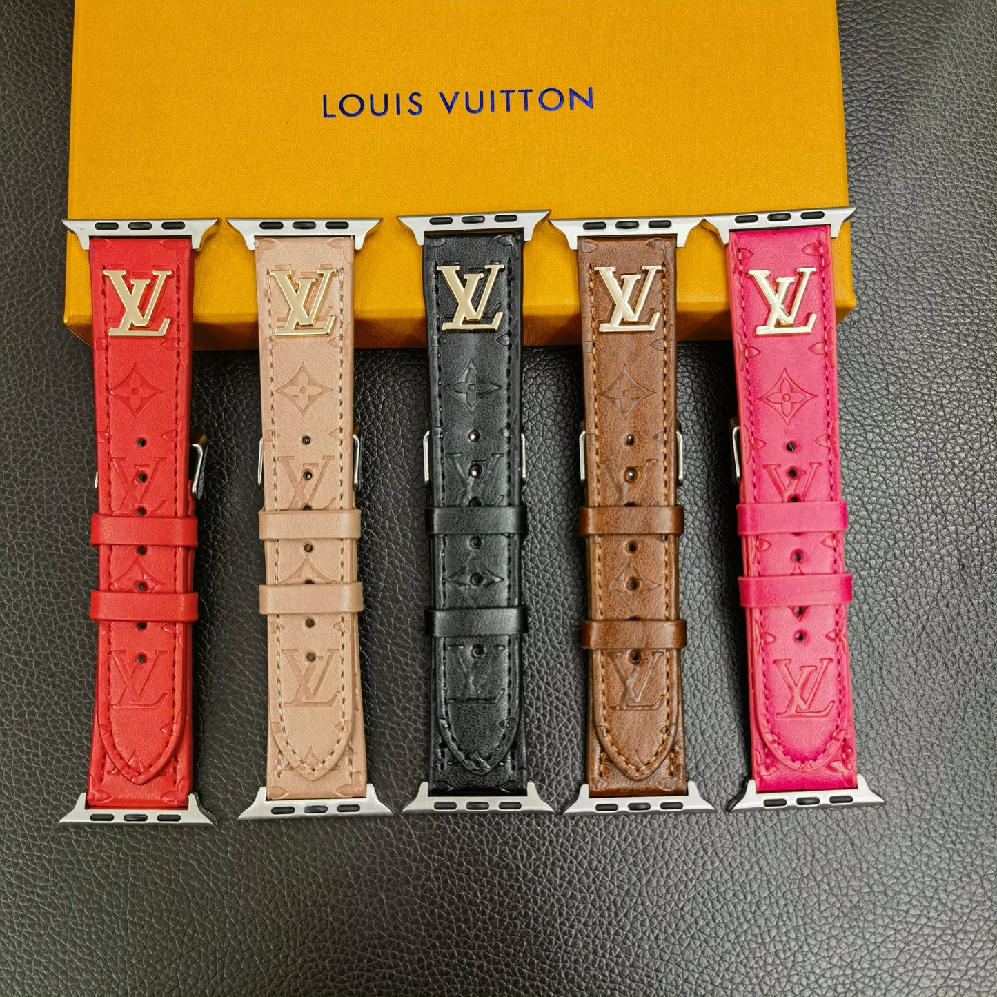BAND METAL LOGO 3D EMBOSSED MONOGRAM LEATHER APPLE WATCHs-1 mysite