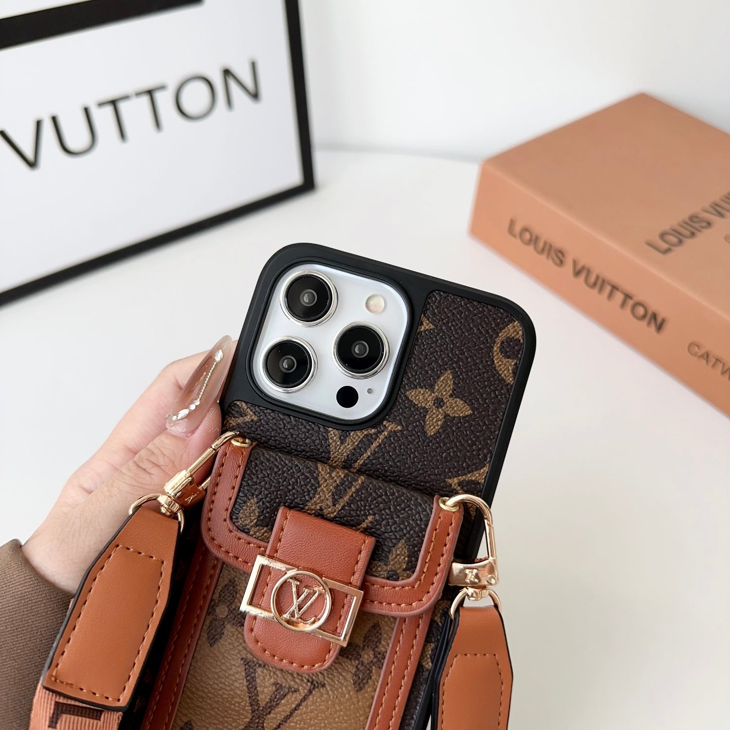 Luxury DAUPHINE LEATHER MONOGRAM CROSSBODY IPHONE CASEs mysite