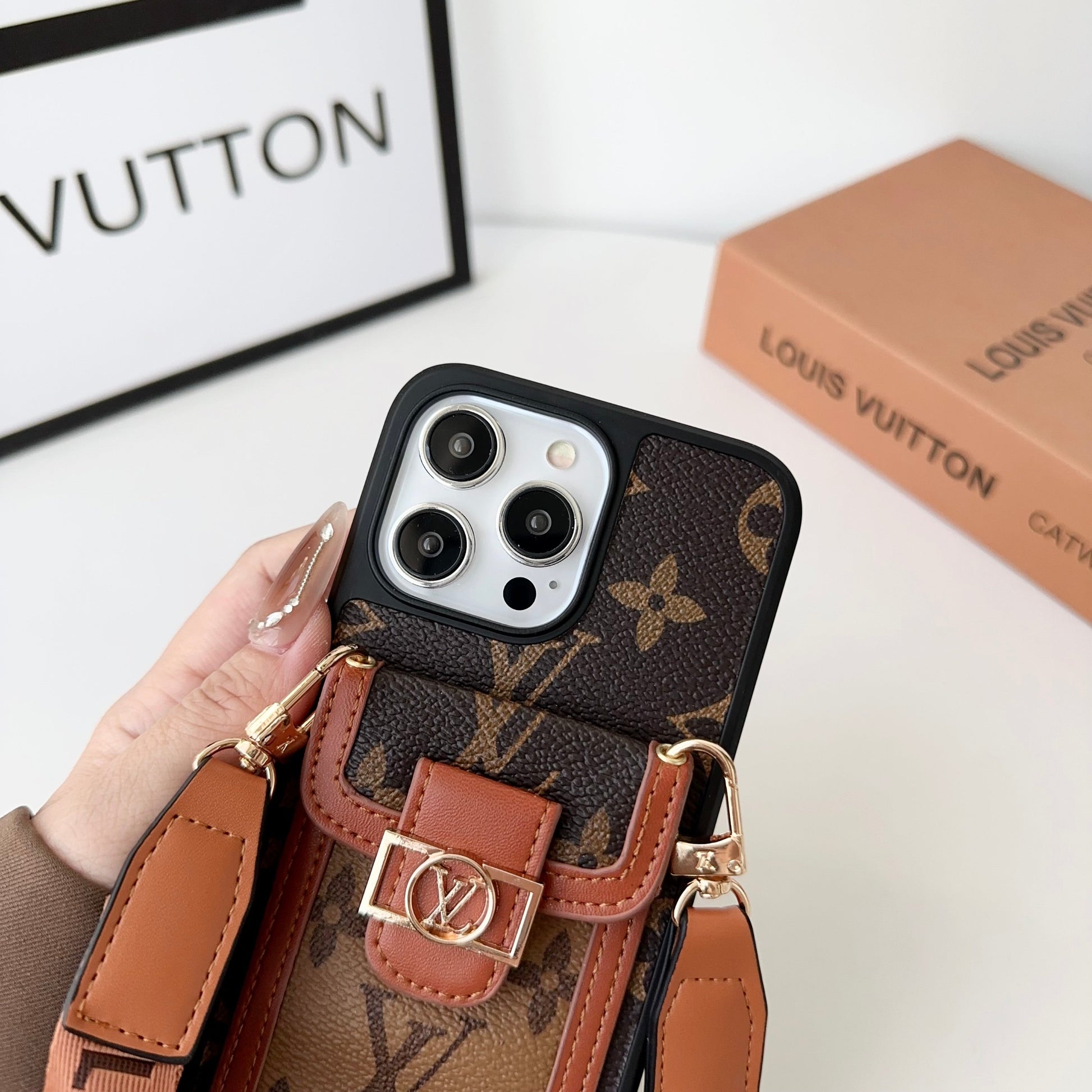 Luxury DAUPHINE LEATHER MONOGRAM CROSSBODY IPHONE CASEs mysite