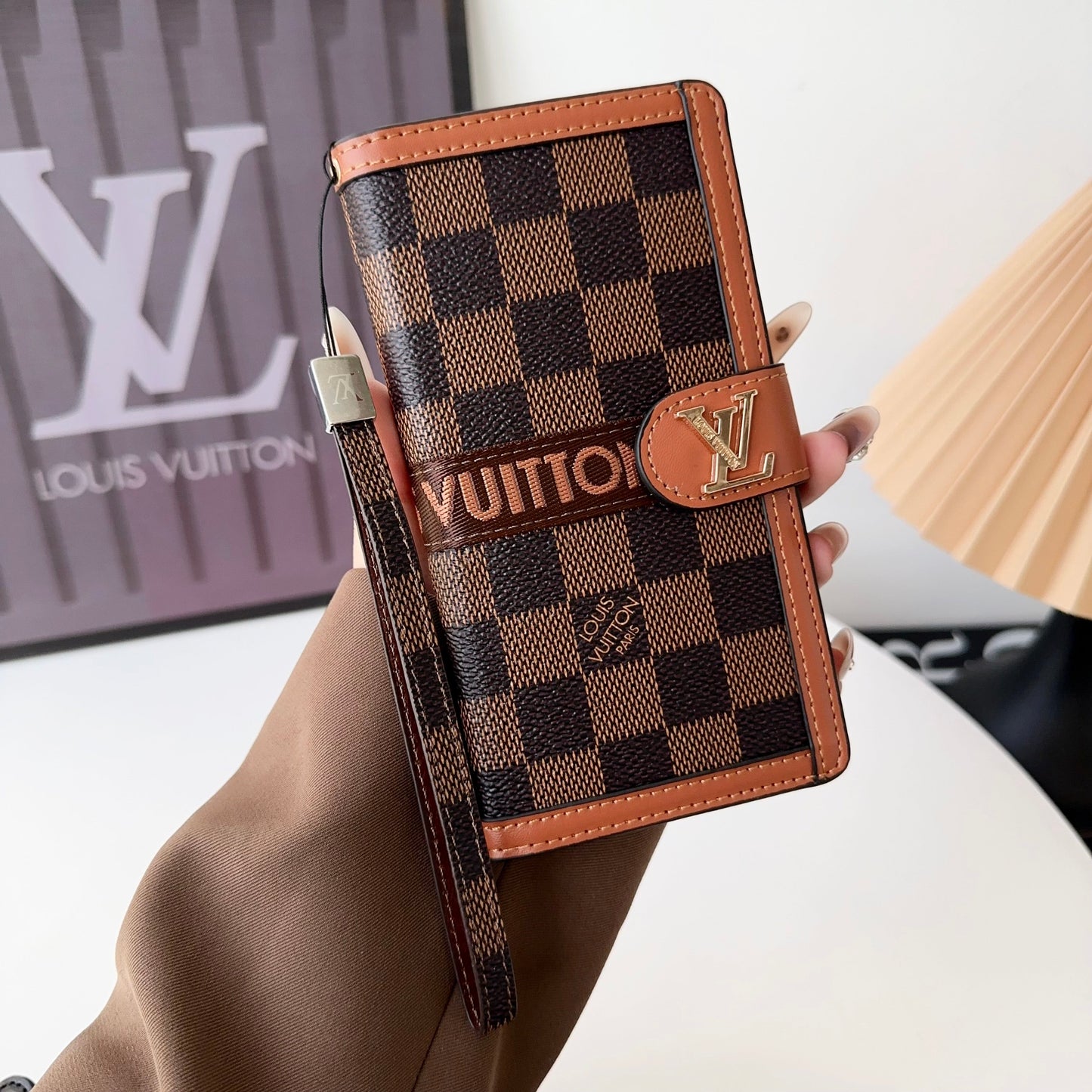Premium Genuine Leather Monogram Canvas Wallet Card Holder iPhone Cases mysite