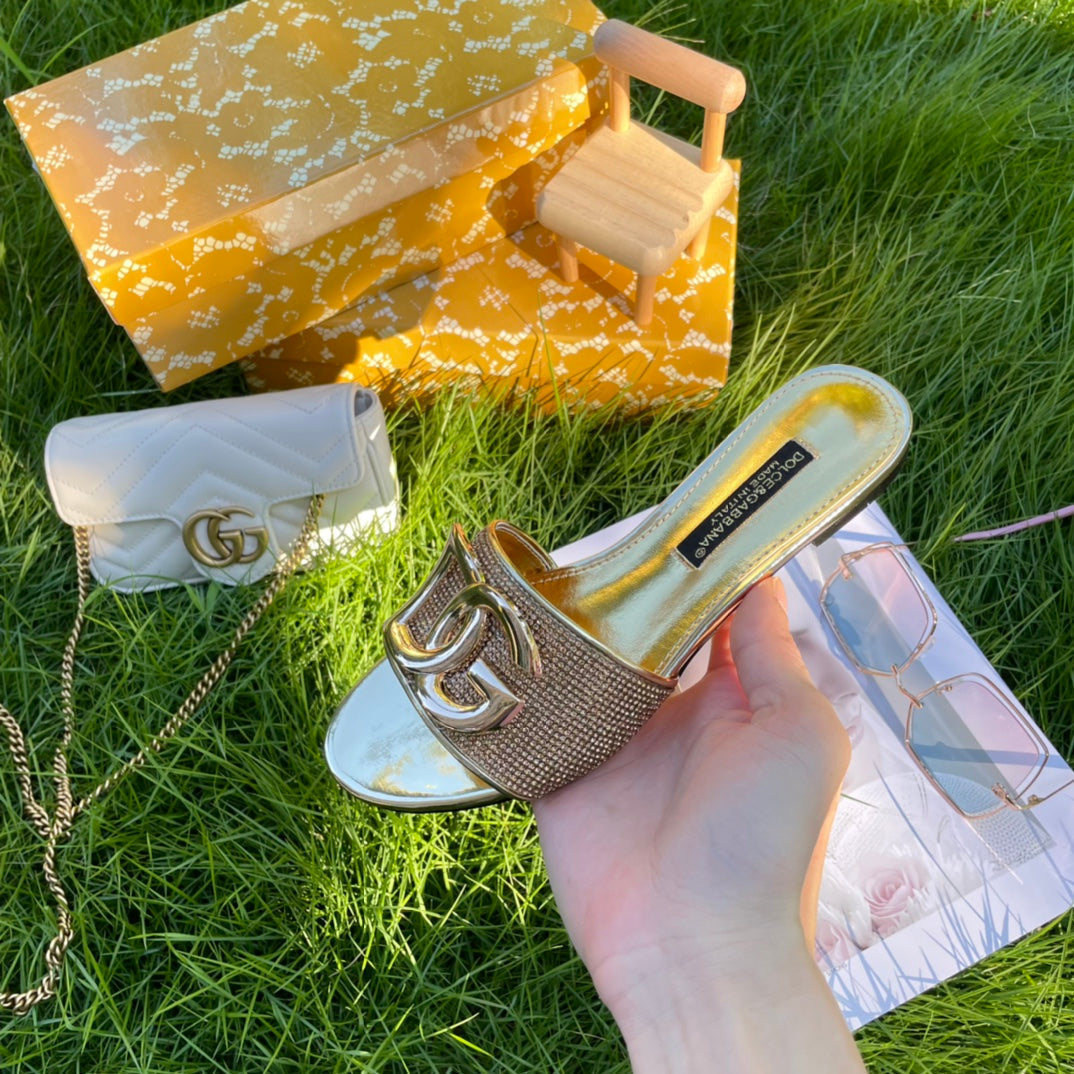 Metal Buckle Rhines-1tone Slippers-1 mysite