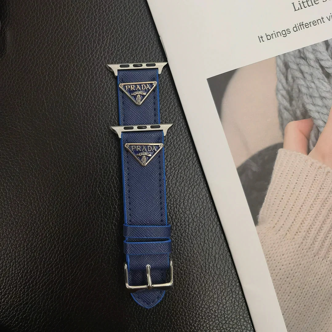 Double Triangle Monogram Label Leather Apple Watch Bands-1 mysite
