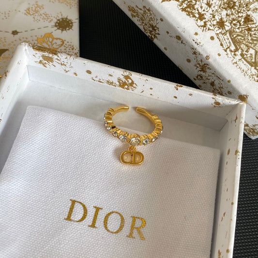 Crystal Diamond Letter Pendant Open Rings-s mysite