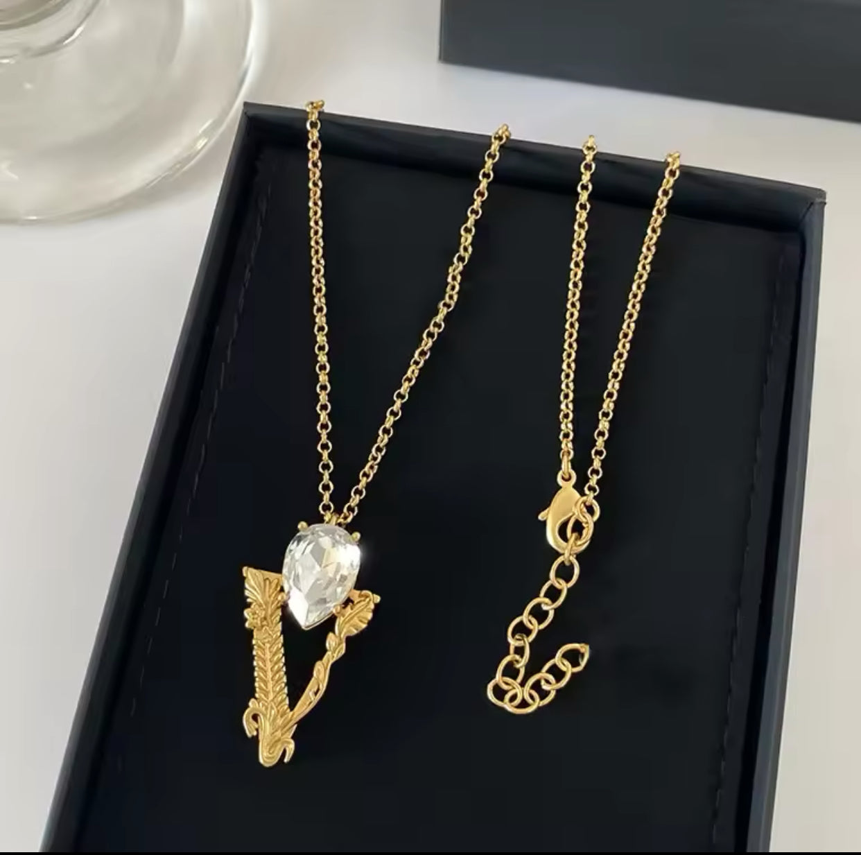 New 18k Gold plated Transparent Gemstone Necklace mysite