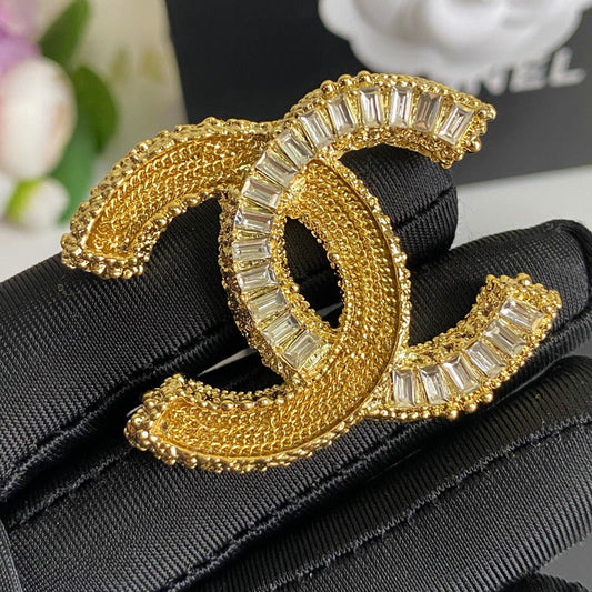 Glittering Gold Crystal Brooch-1-s mysite