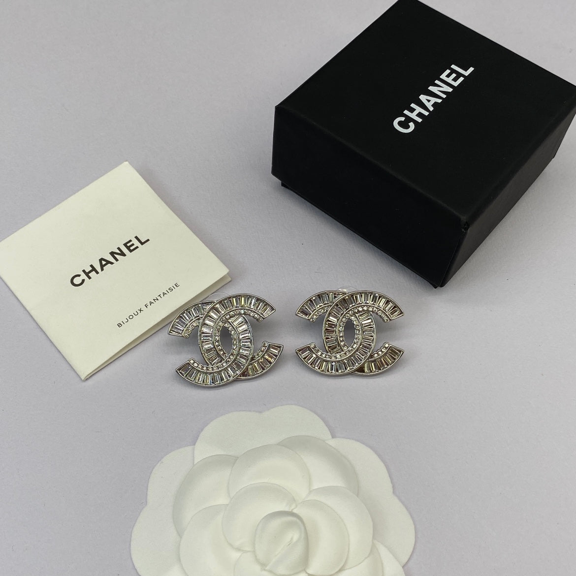 Crystal Baguette Silver Brooch and Earrings-1-s mysite