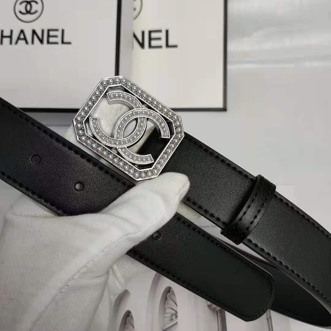 2 Colors Fashion pearl square buckle leather belts mysite