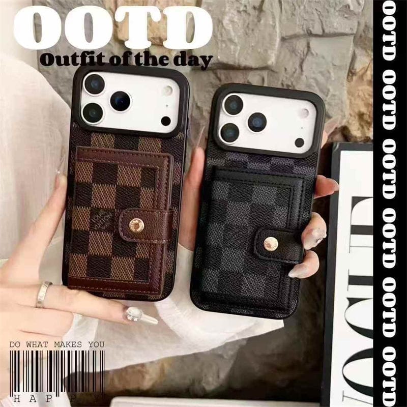 Lv Leather Card Holder Phone Case For iPhone 17 / 16 / 15 / 14s mysite