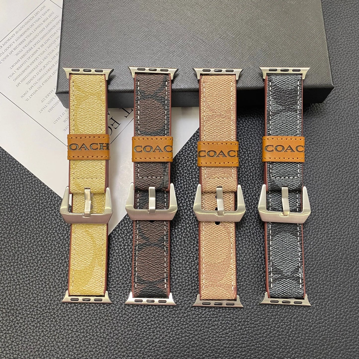 Leather Coach Apple Watch Band Coffee-YHK244221710 mysite
