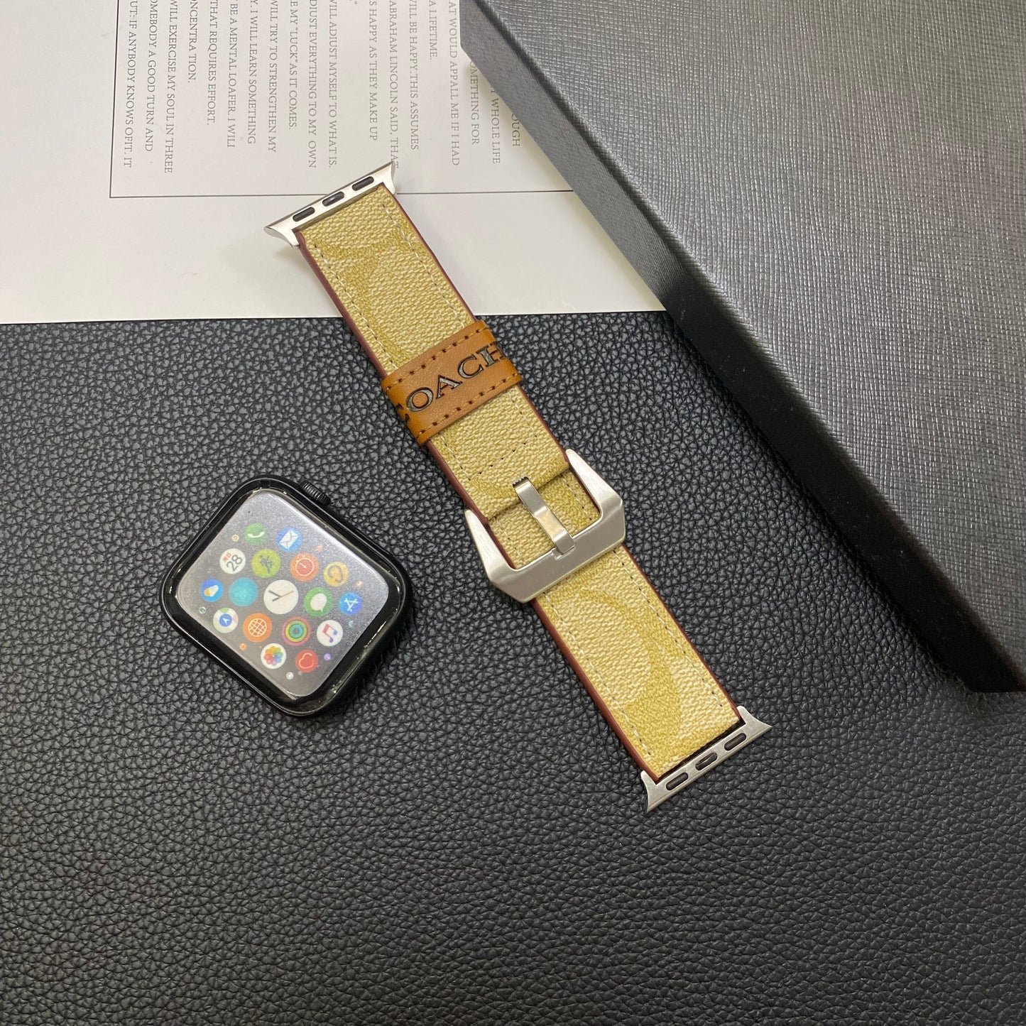 Leather Coach Apple Watch Band Coffee-YHK244221710s-1 mysite