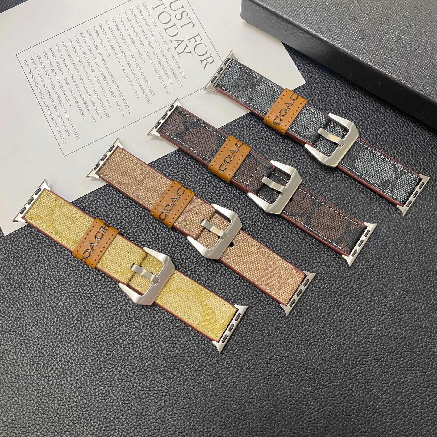 Leather Coach Apple Watch Band Light Brown-YHK244221710 mysite