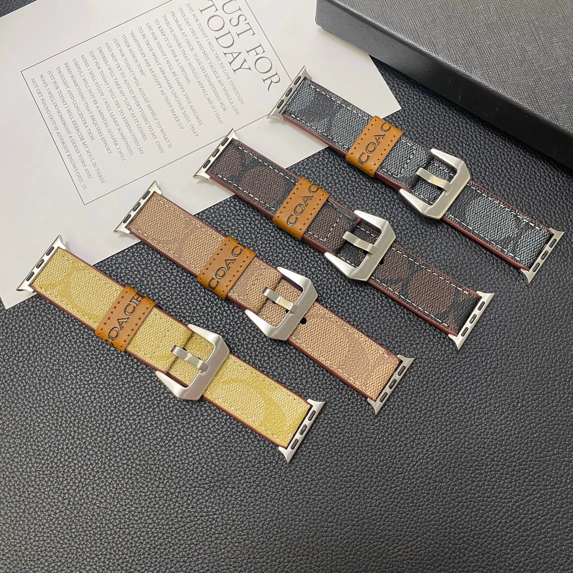 Leather Coach Apple Watch Band Light Brown-YHK244221710 mysite