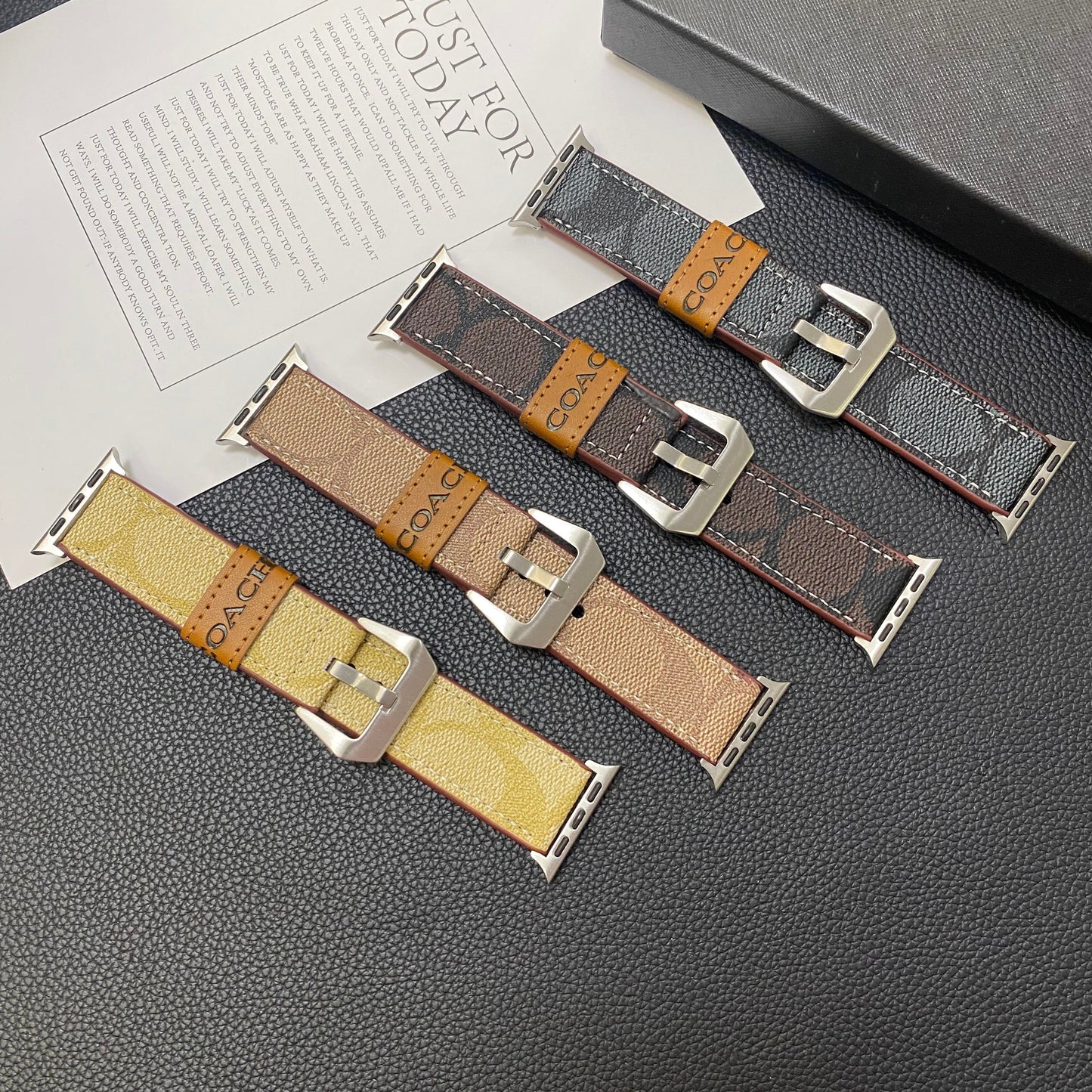 Leather Coach Apple Watch Band Light Brown-YHK244221710s-1 mysite