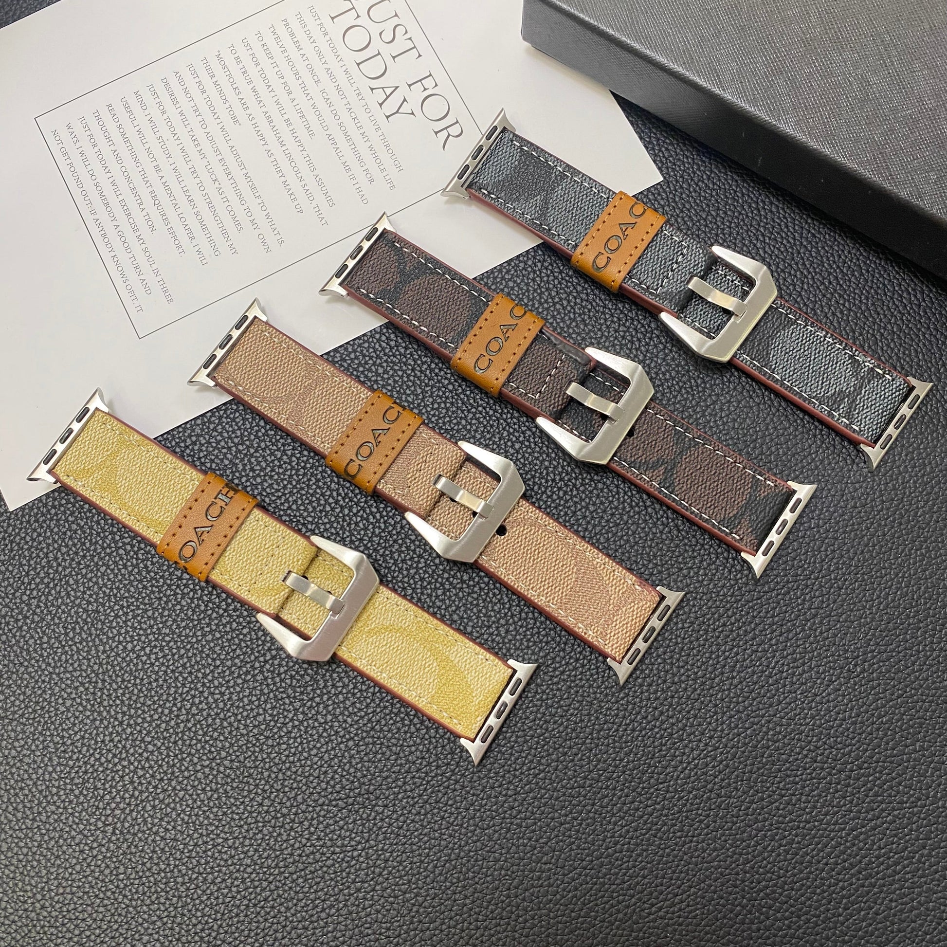 Leather Coach Apple Watch Band Light Brown-YHK244221710s-1 mysite