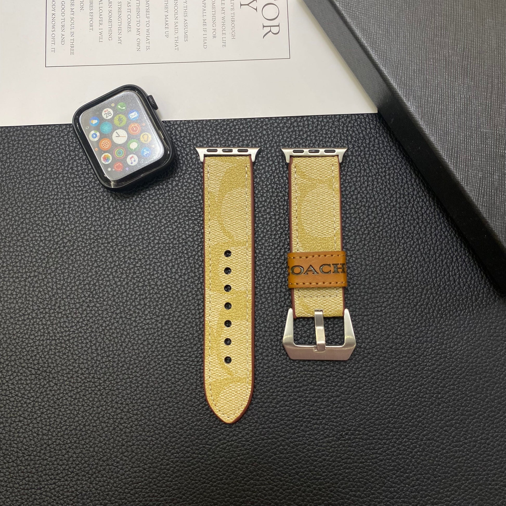Leather Coach Apple Watch Band Coffee-YHK244221710s-1 mysite