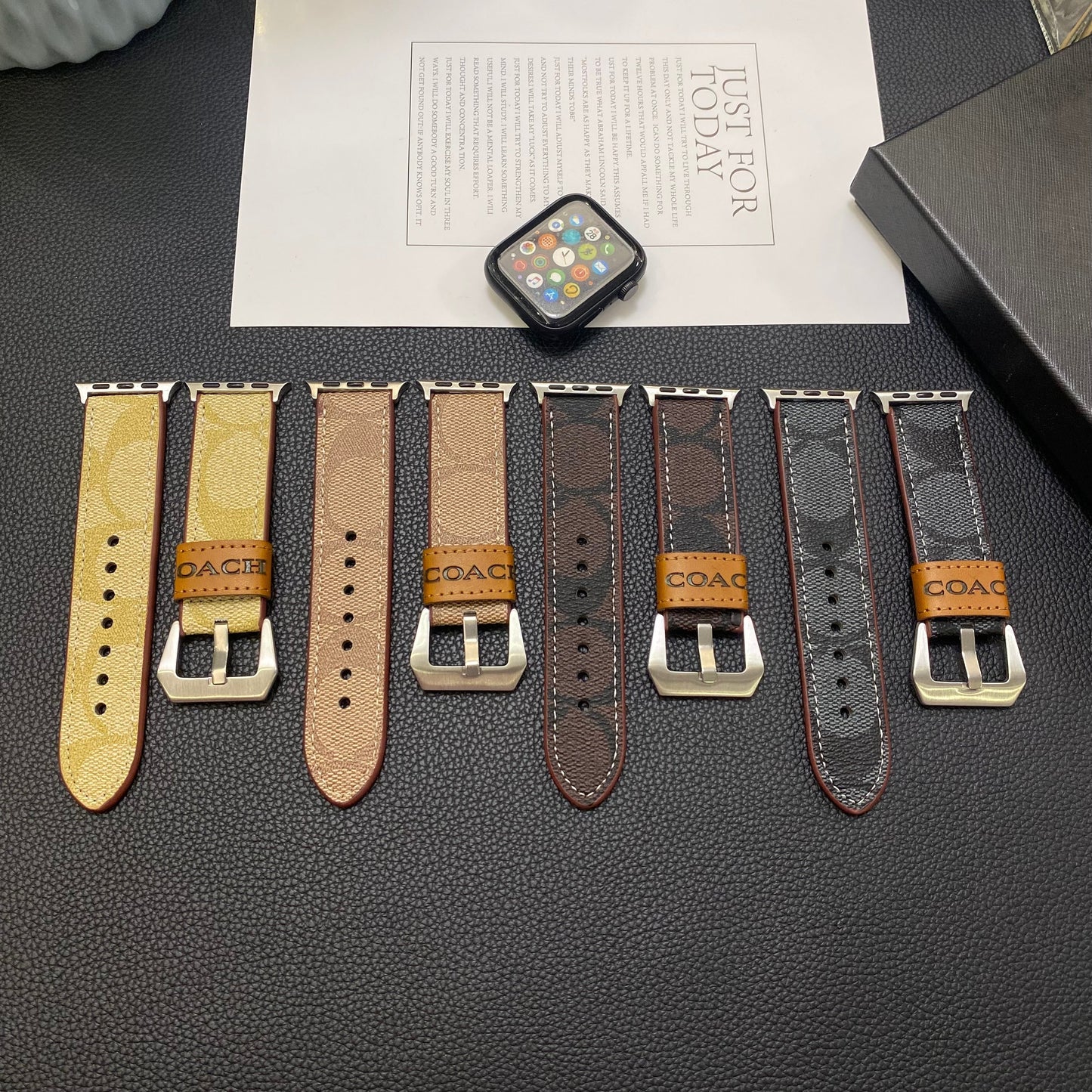 Leather Coach Apple Watch Band Black-YHK244221710s-1 mysite