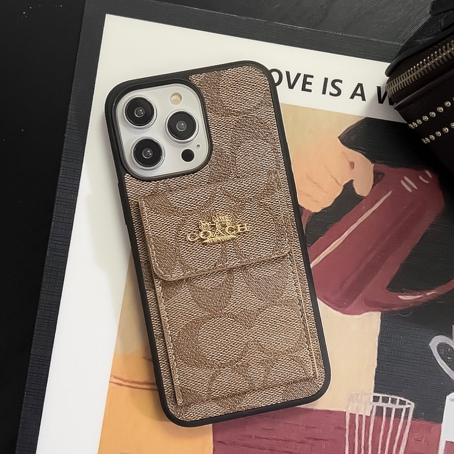 Coach iPhone Case With Card Holder Wallet Light Brown  -SZK2404251 mysite