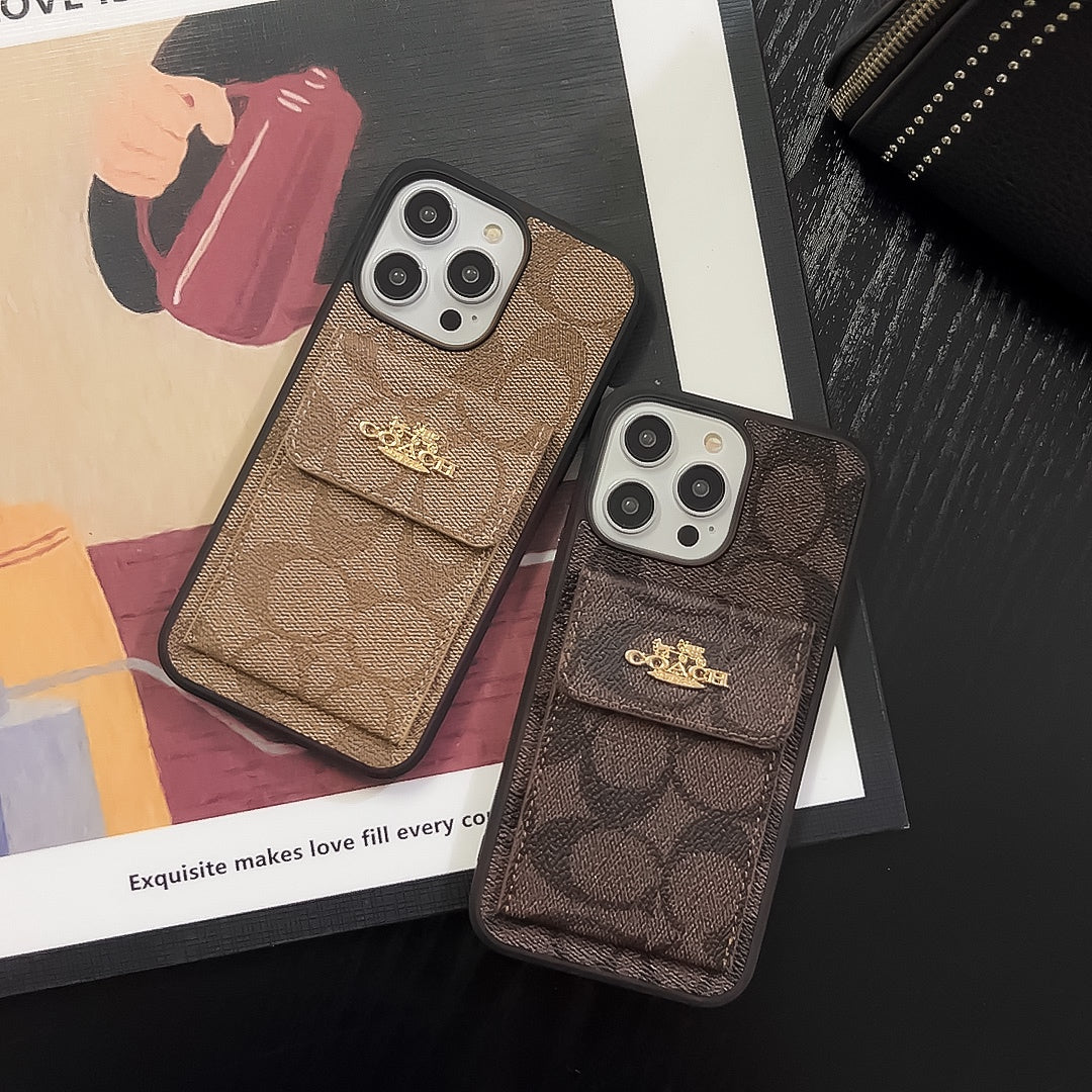Coach iPhone Case With Card Holder Wallet Light Brown  -SZK2404251 mysite