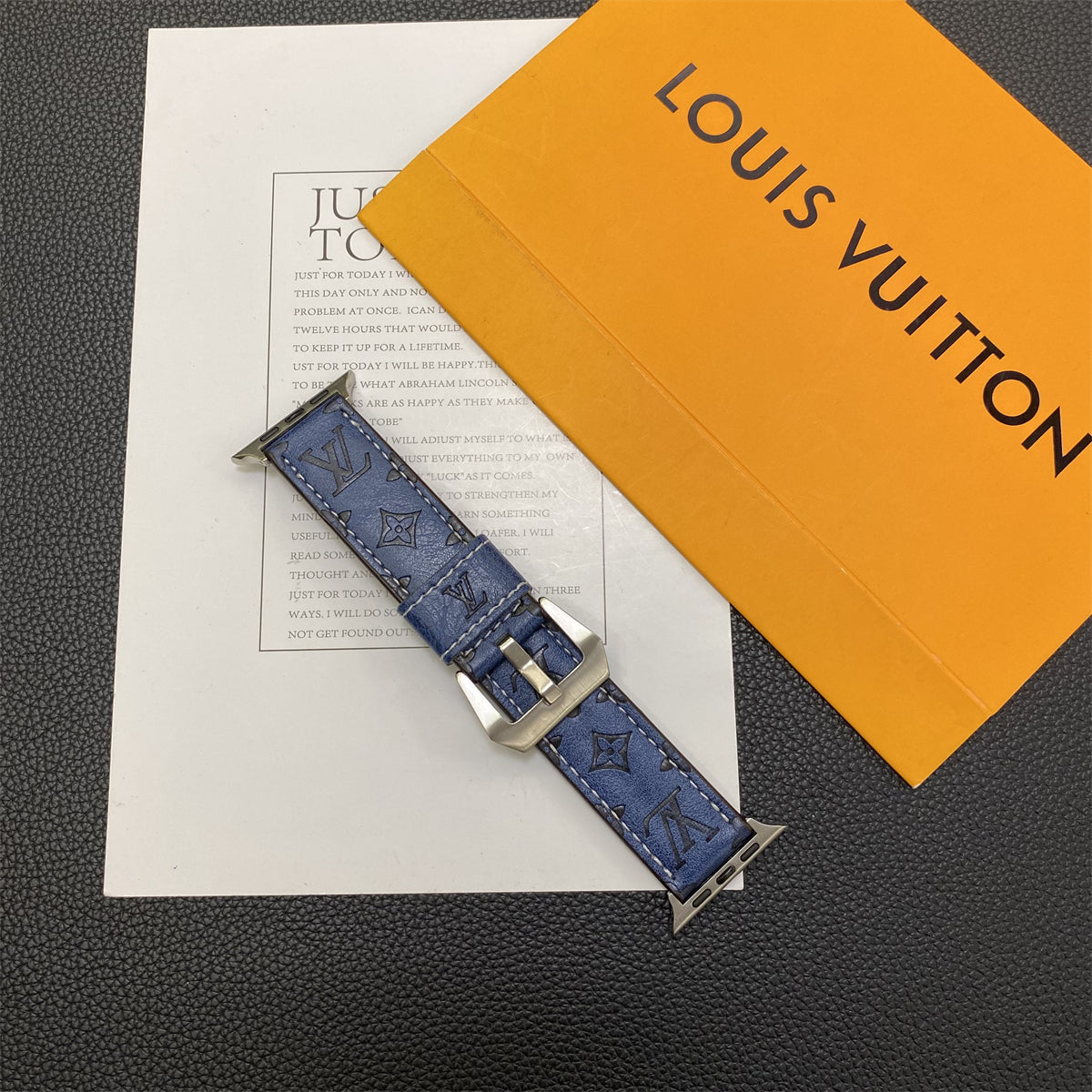 Leather Monogram Apple Watch Bands Leather Blue-YH24422s-1 mysite