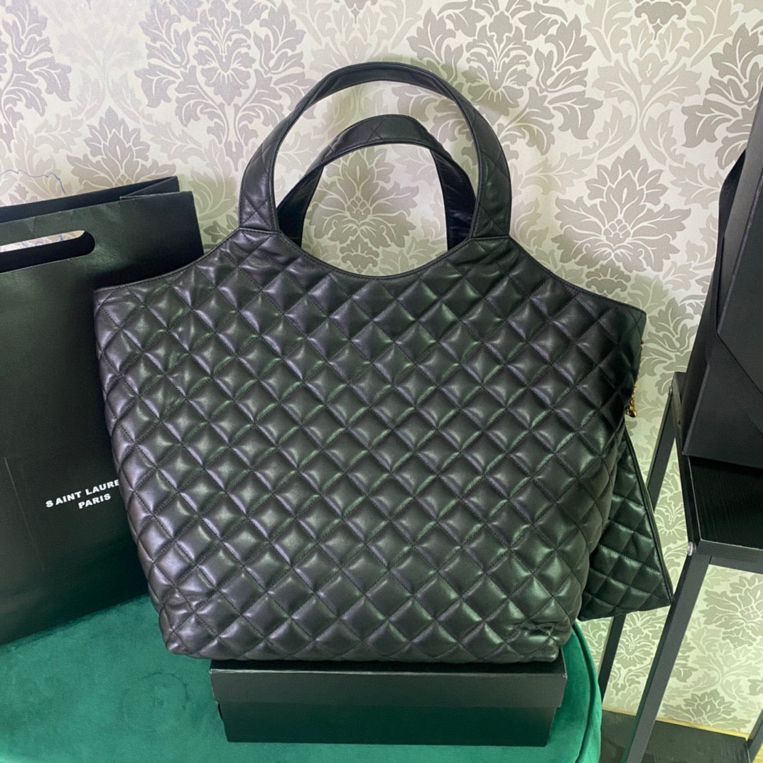 Saint Laurent ICARE MAXI SHOPPING BAG IN QUILTED BLACK LAMBSKIN mysite