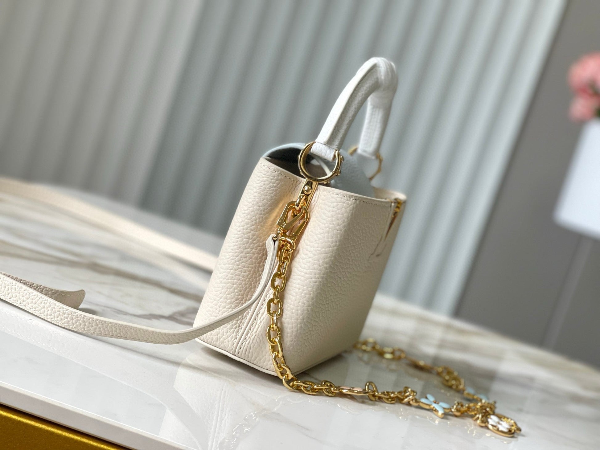 CAPUCINES MINI 21 CREAM CLOUD BLUE TAURILLON GOLD  HARDWARE mysite