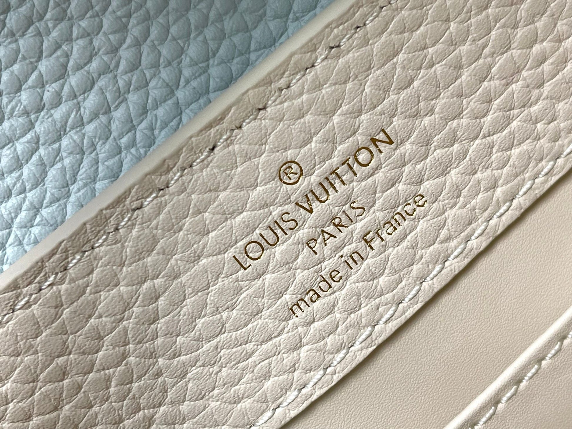 CAPUCINES MINI 21 CREAM CLOUD BLUE TAURILLON GOLD  HARDWARE mysite