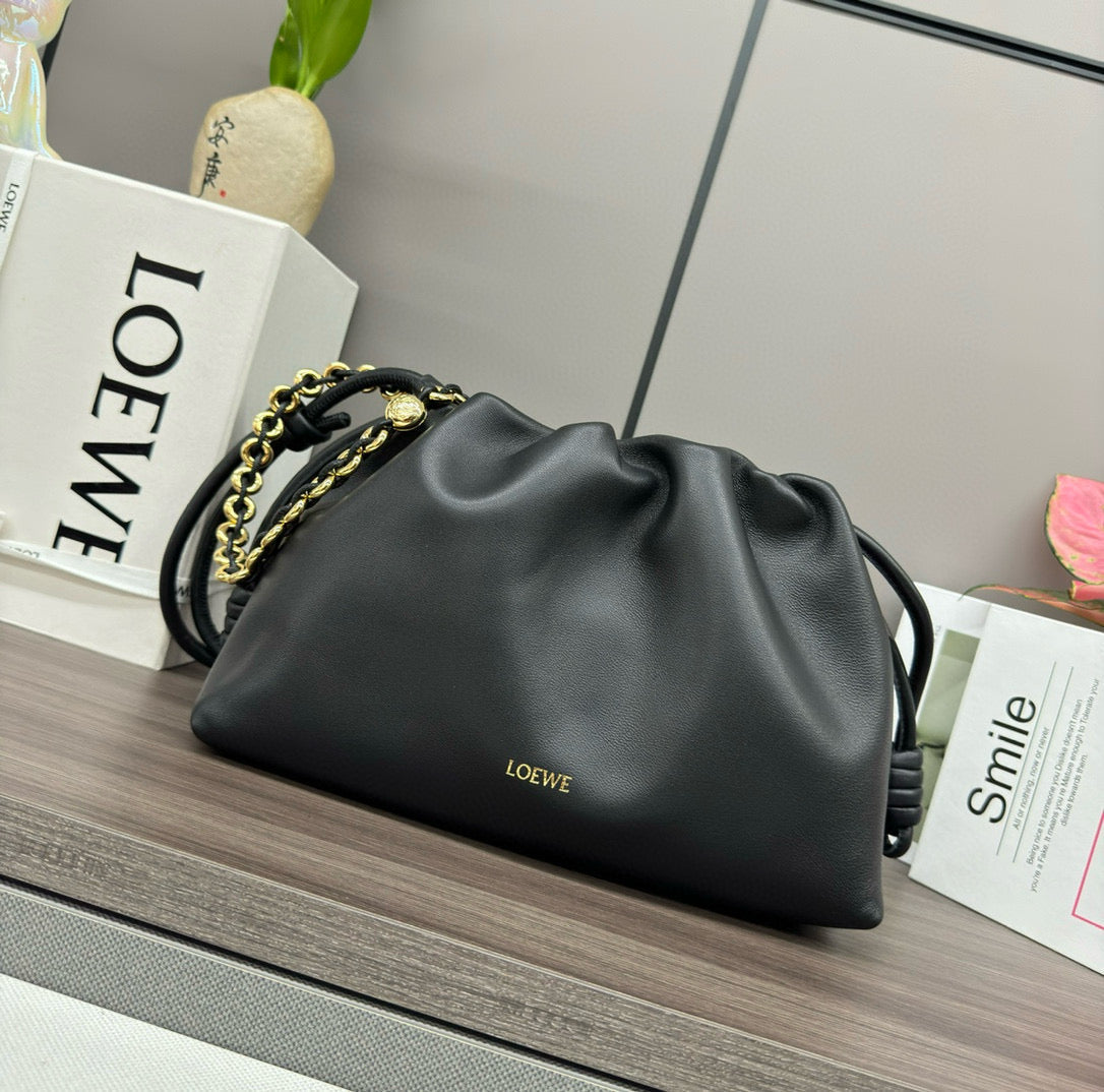 Loew Medium Flamenco Bag 30cm Black Lambskin mysite