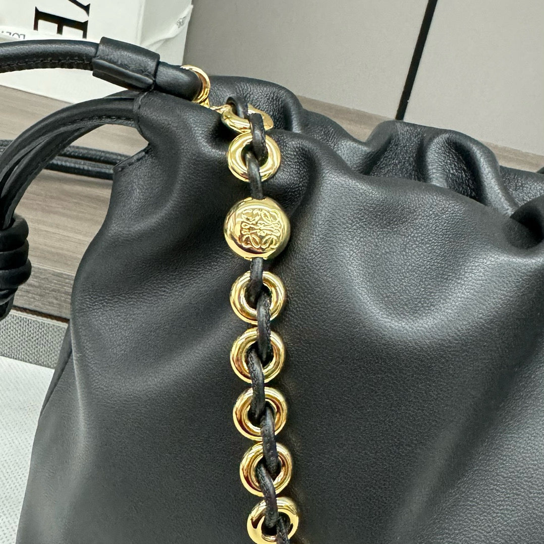 Loew Medium Flamenco Bag 30cm Black Lambskin mysite