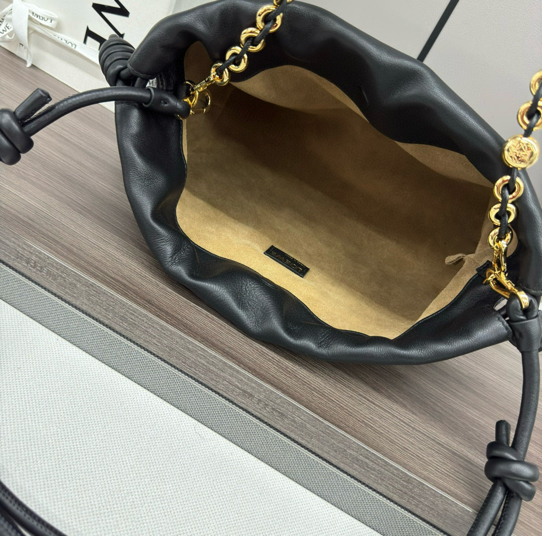 Loew Medium Flamenco Bag 30cm Black Lambskin mysite