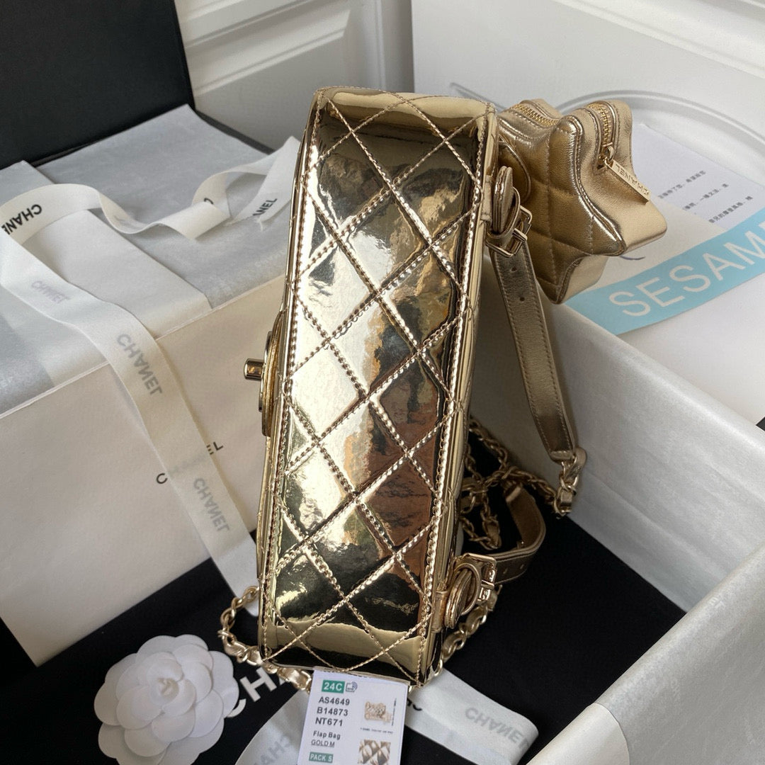 cc large backpack 31cm gold patent calfskin gold hardware mysite
