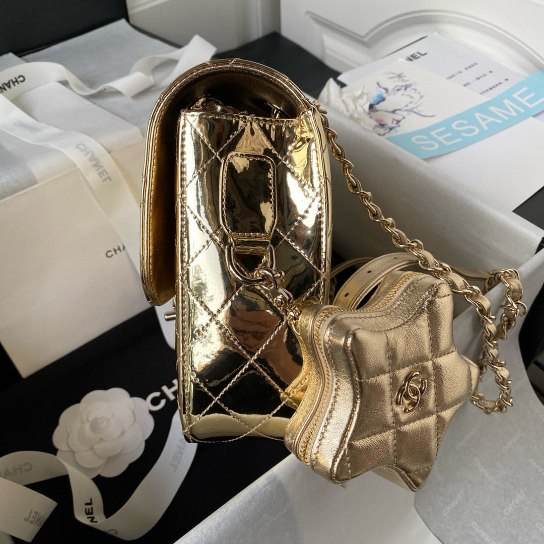 cc large backpack 31cm gold patent calfskin gold hardware mysite